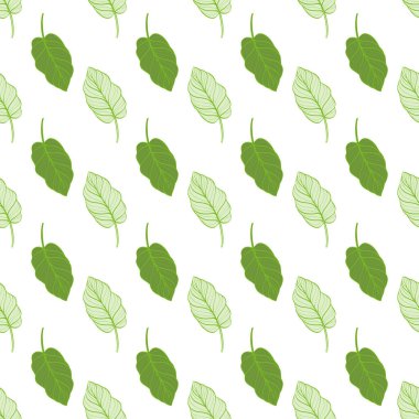 Tropikal yaprakları ile sorunsuz çiçek desenli. Çizgi çizme. Resimde çizilmiş.