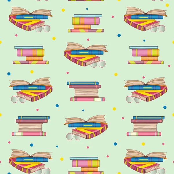 Seamless pattern of books. Doodle illustration. Cartoon background. Hand-drawn Vector. — Stock Vector