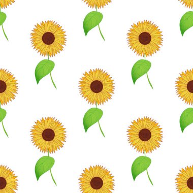 Ayçiçeğinin dikişsiz sonbahar deseni. Tasarımınız için arka plan. Elle çizilmiş illüstrasyon. Vektör.