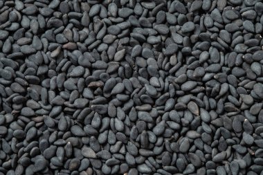 siyah susam tohumları makro, üst görünüm
