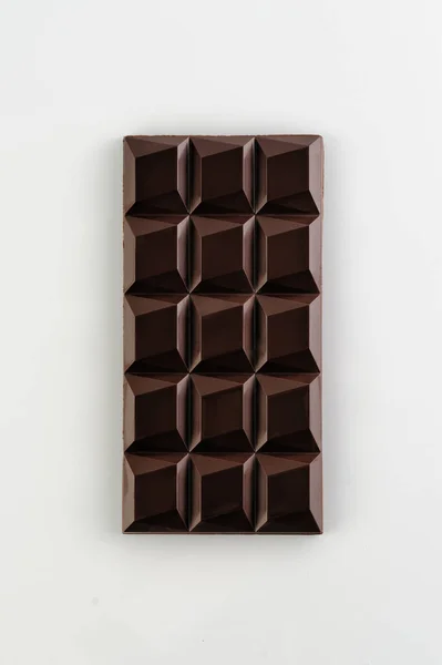 Handmade Black Chocolate Natural White Background Top View — Stock Photo, Image