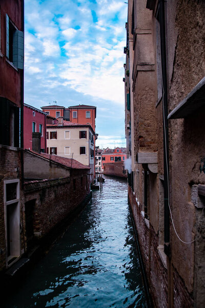 View of the Venice Canal without boats and gondolas