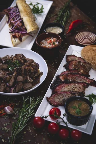 Tipos Carne Mesa — Fotografia de Stock