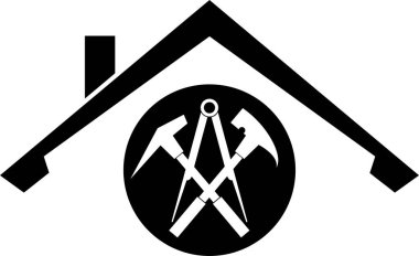 Araçlar ve çatı, çatı ustası, logo, çıkartma etiket