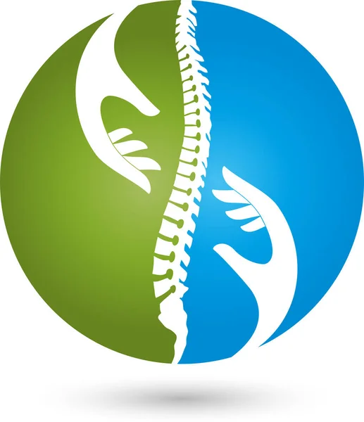 Ręce Ortopedii Fizjoterapii Masażu Kręgosłupa Logo — Wektor stockowy