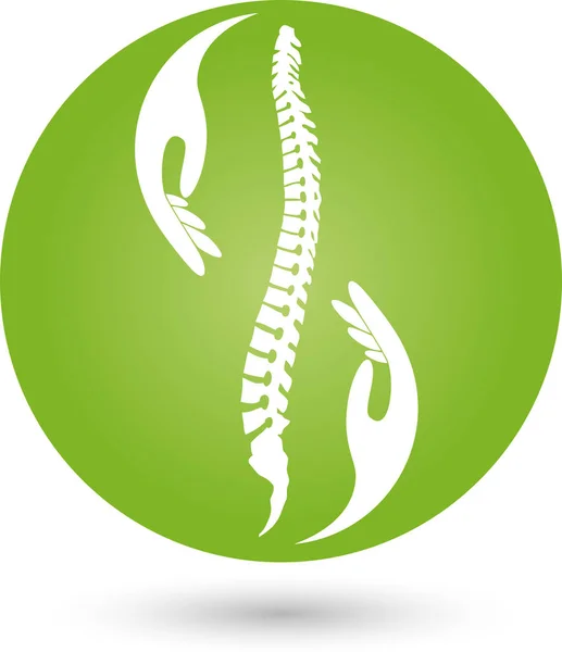 Wirbelsäule Hände Orthopädie Physiotherapie Massage Logo — Stockvektor