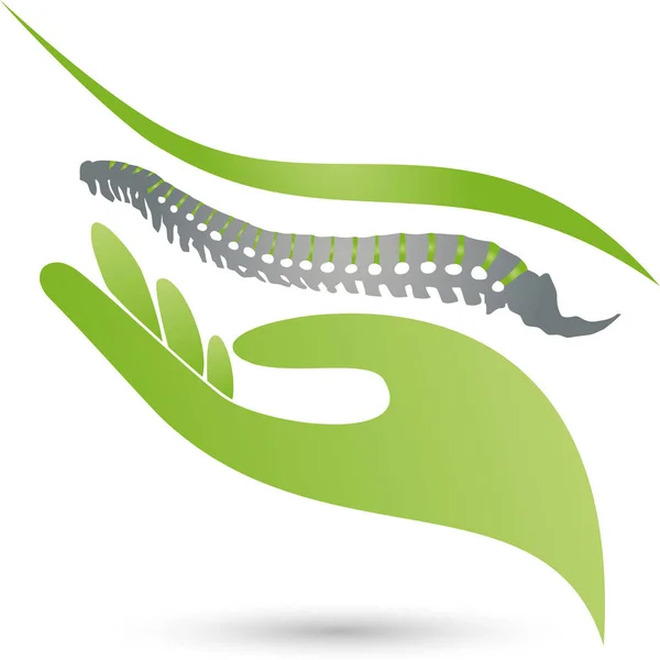 Colonna Vertebrale Mano Ortopedia Fisioterapia Massaggio Logo — Vettoriale Stock