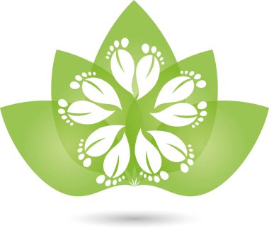 Birçok ayak yaprakları, ayak bakımı, Masaj, logo, simgesi