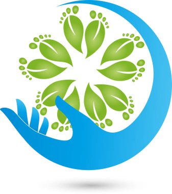 Birçok ayak, el, ayak bakımı, Masaj, logo, simgesi
