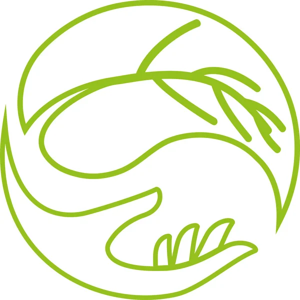 Hånd Blad Velvære Naturovei Logo Icon – stockvektor