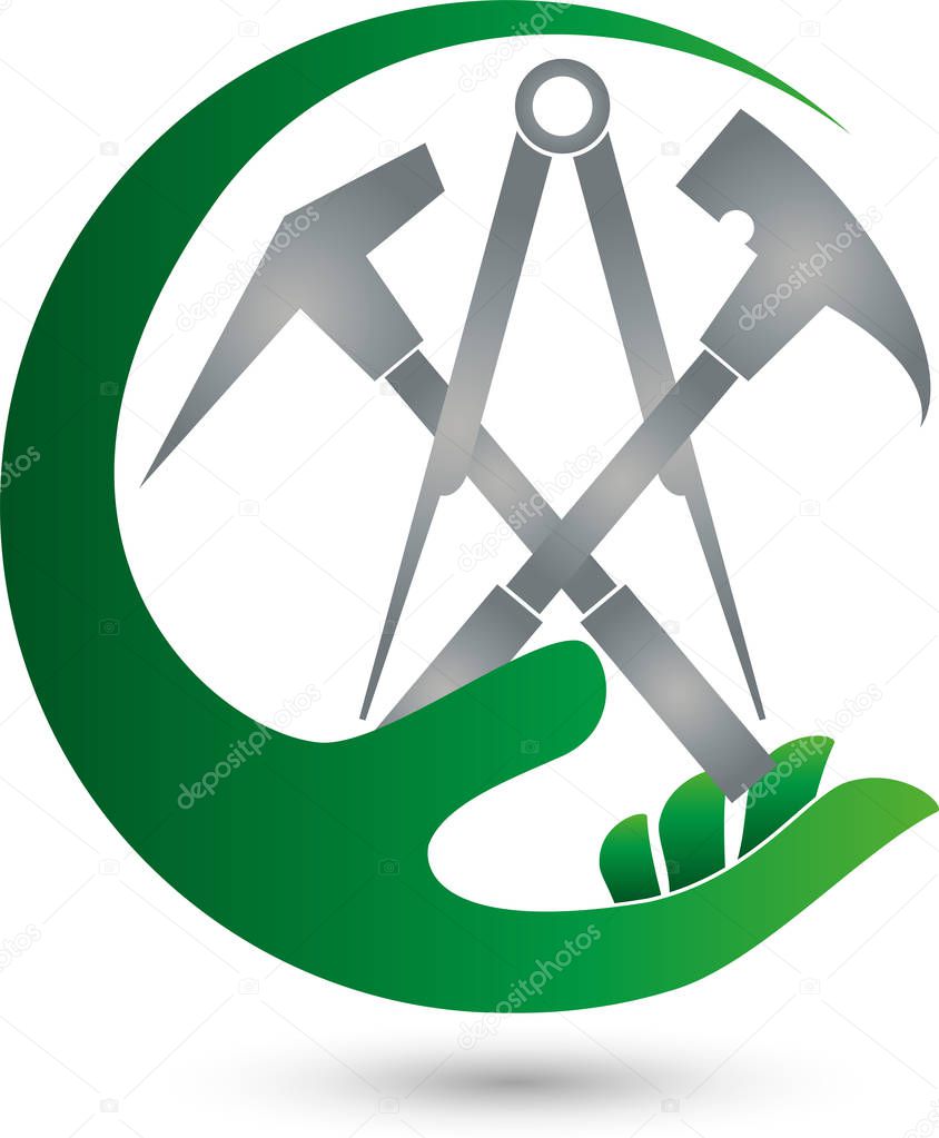 Roofer Tools, Hand, Roofer, Logo, Icon
