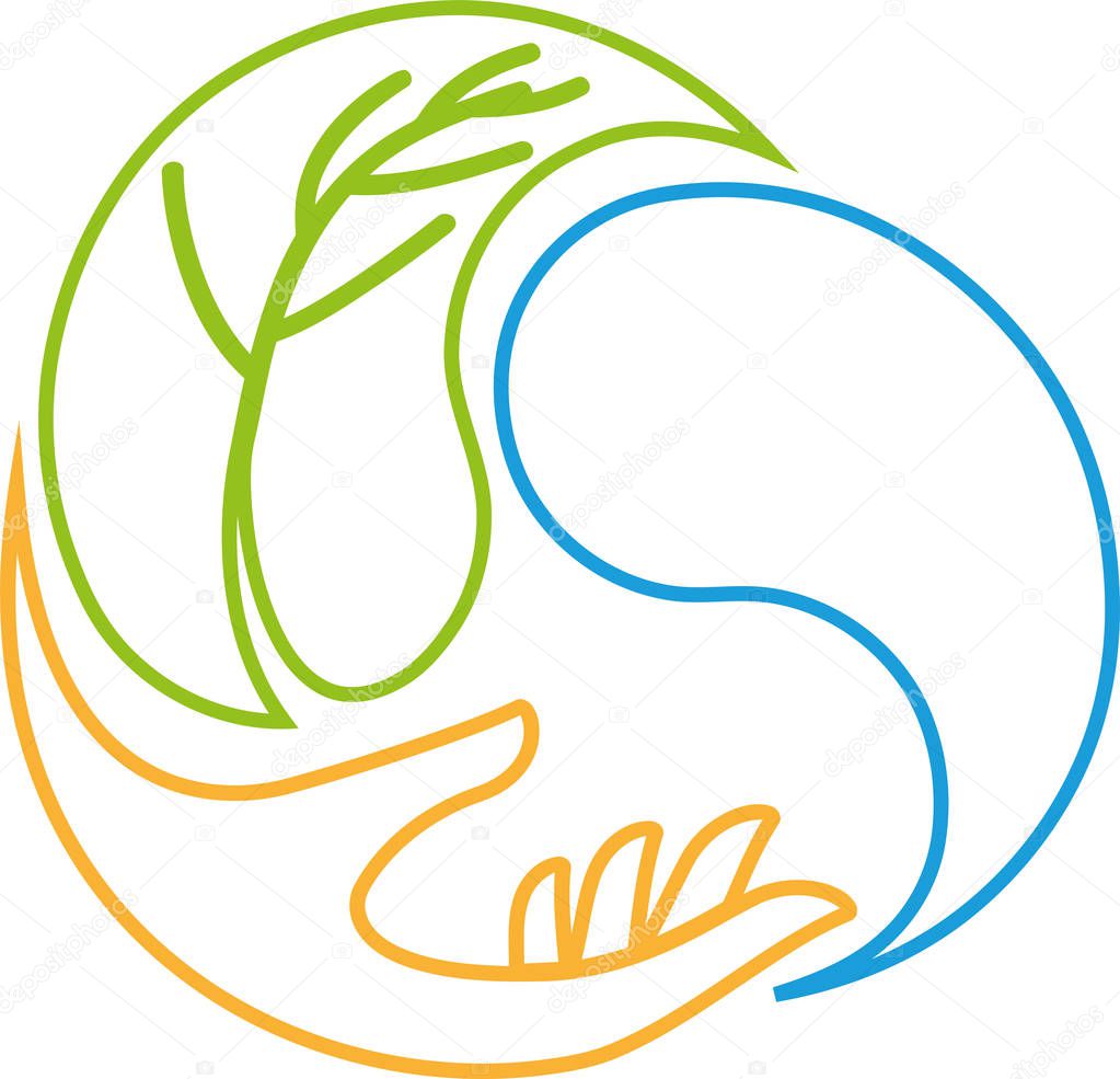Hand, drops and leaf, Wellness, Naturopath, Logo, Icon