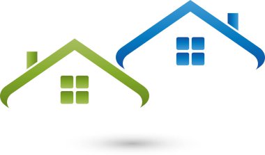 İki konut, Emlak, çatıcılar çatı, logo