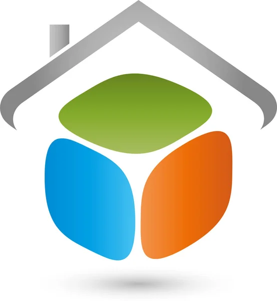 Casa Colori Pittore Immobiliare Logo — Vettoriale Stock