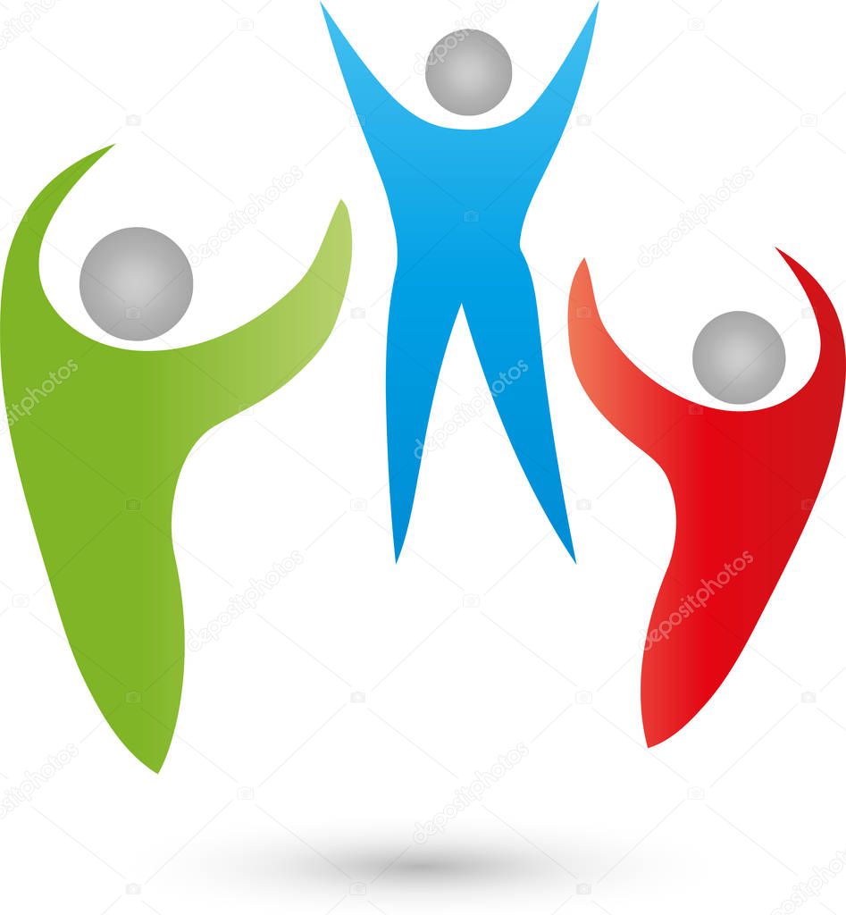 Three persons, team, family, logo
