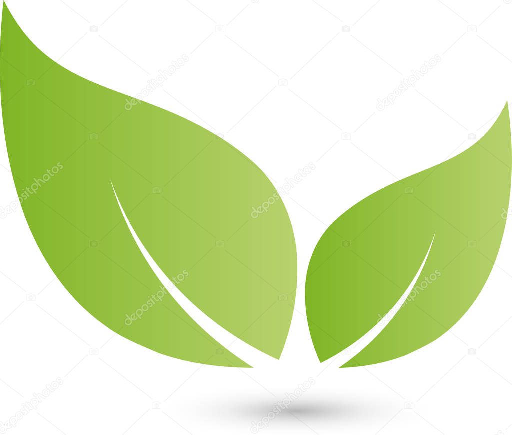 Two leaves, plant, organic, vegan, logo