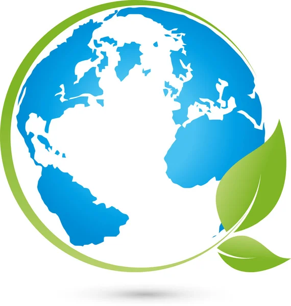 Terre Feuilles Globe Globe Mondial Logo — Image vectorielle