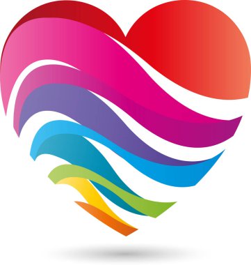 Renkli kalp, ressam, aşk, logo