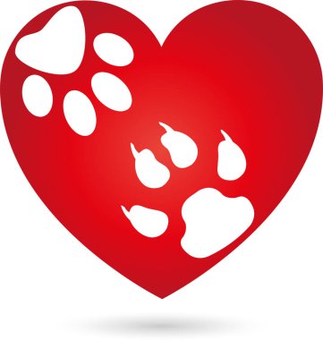 Kalp, köpek pençe, kedi pençe, pençe, kediler, köpekler, logo