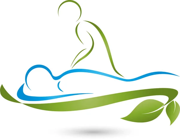 Dwie Osoby Ścieżka Zdrowia Masaże Ortopedia Kręgarzy Logo — Wektor stockowy