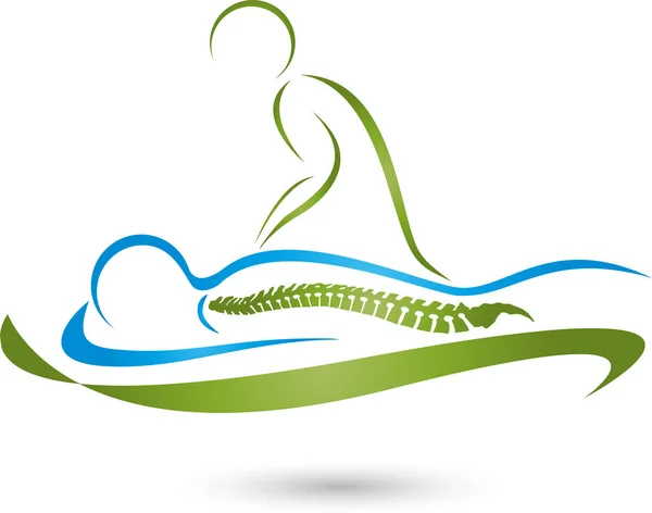 Kişi Omurga Masaj Ortopedi Chiropractor Logo — Stok Vektör