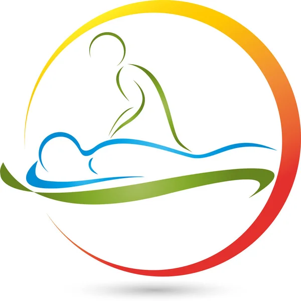 Duas Pessoas Massagem Ortopedia Quiroprático Logotipo —  Vetores de Stock
