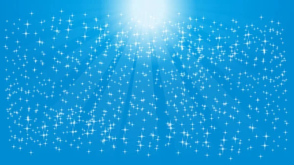 Rayons Lumière Bleu Soleil Étoiles Ciel Arrière Plan — Image vectorielle