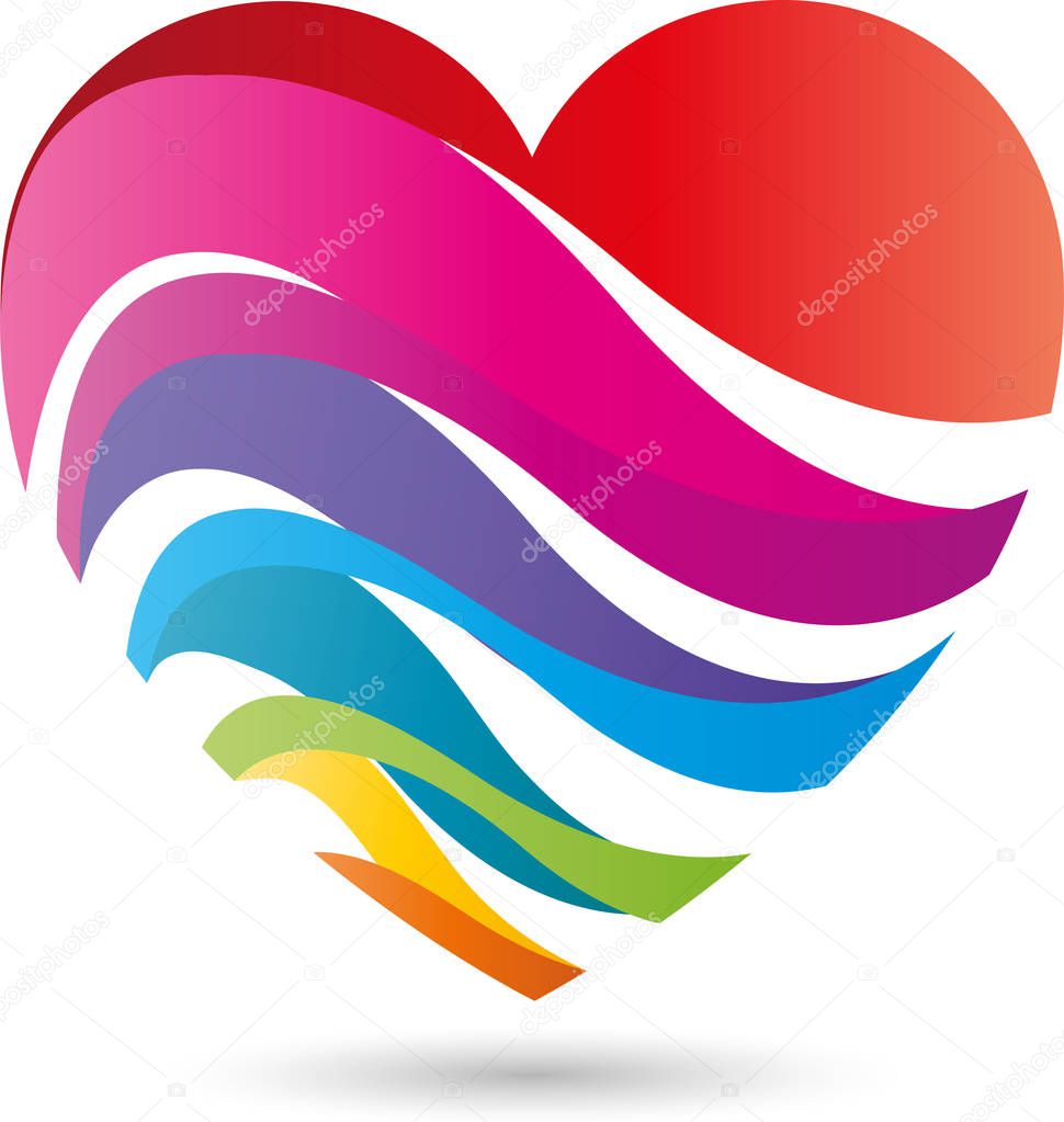 Heart in color, painter, love, logo
