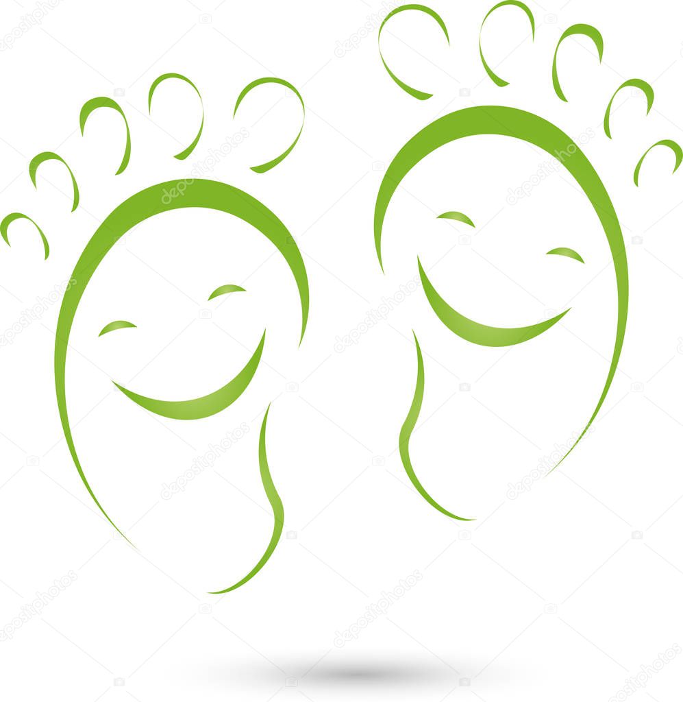 Feet with smile, feet, foot care, foot massage, logo