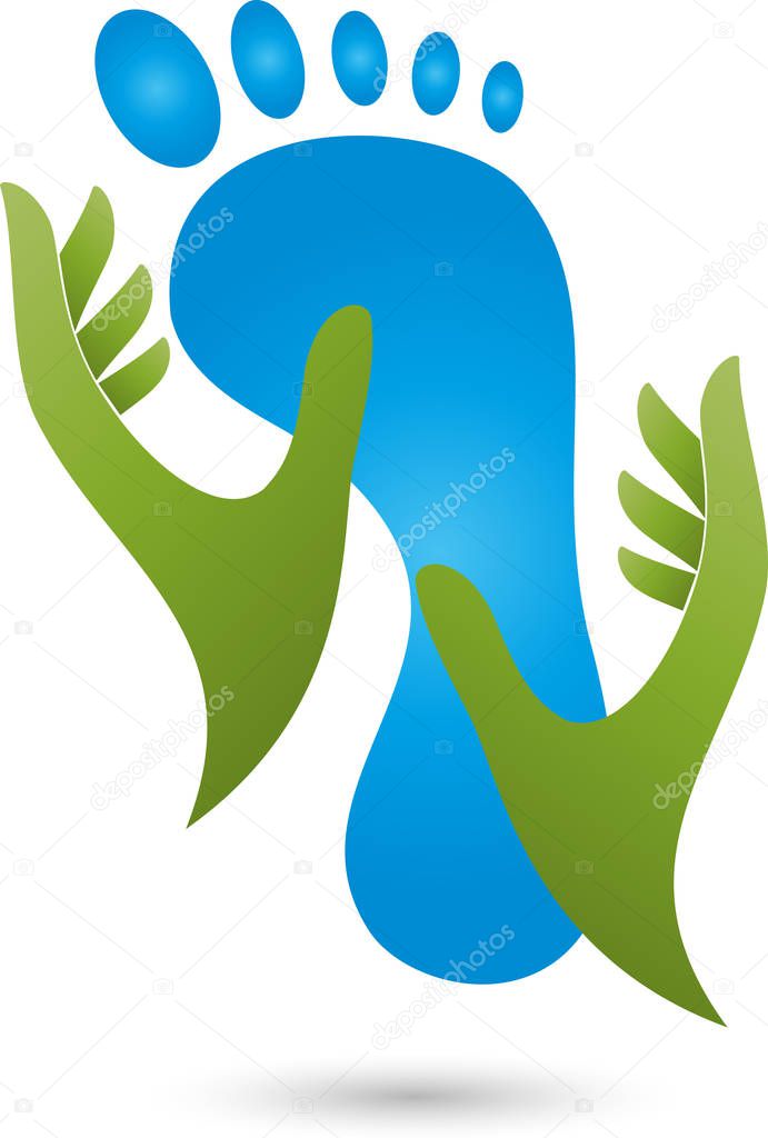 Foot, hands, foot care, foot massage, logo