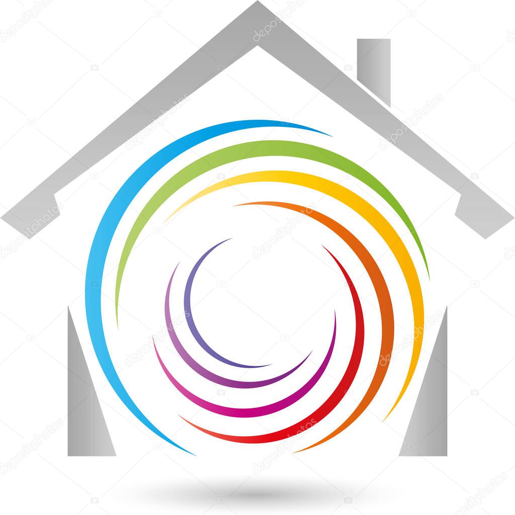 House, spiral in color, painter, printing house, kindergarten, logo