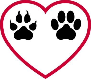 Kalp, köpek pençe, kedi pençe, pençe, köpek, kedi, logo