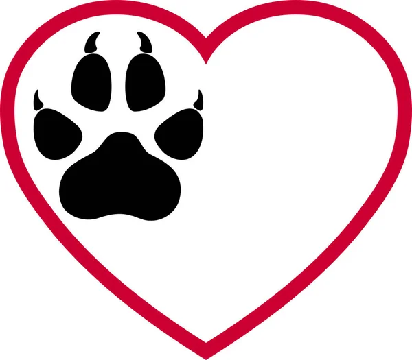 Сердце Лапа Собаки Лапа Волка Лапа Собака Волк Логотип — стоковый вектор