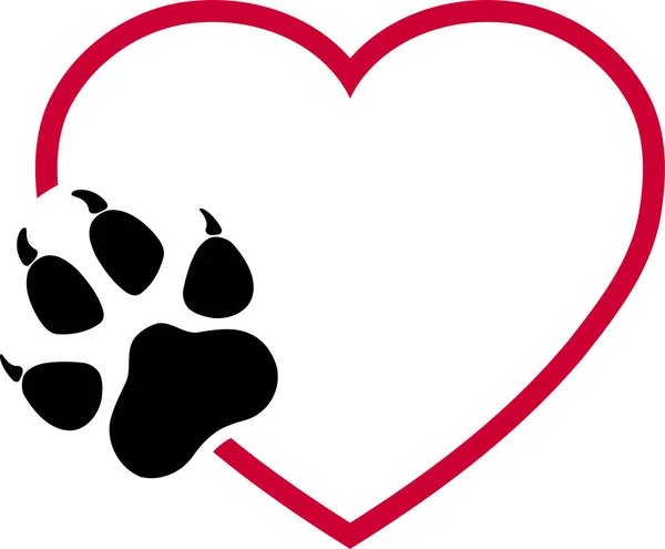 Coeur Patte Chien Patte Loup Patte Chien Loup Logo — Image vectorielle