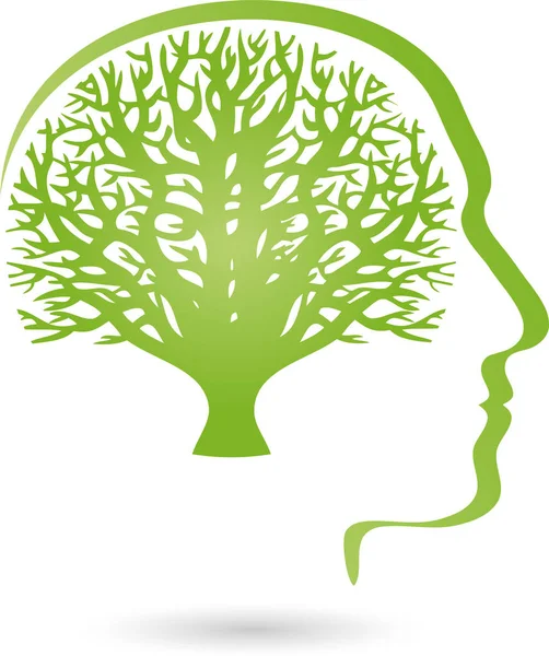 Kopf Gesicht Baum Gehirn Veganer Heilpraktiker Logo — Stockvektor