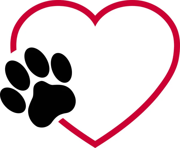 Katten Paw Hart Paw Kat Dier Logo — Stockvector