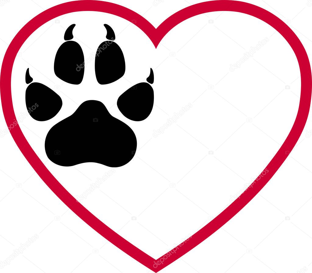 Heart, dog paw, wolf paw, paw, dog, wolf, logo