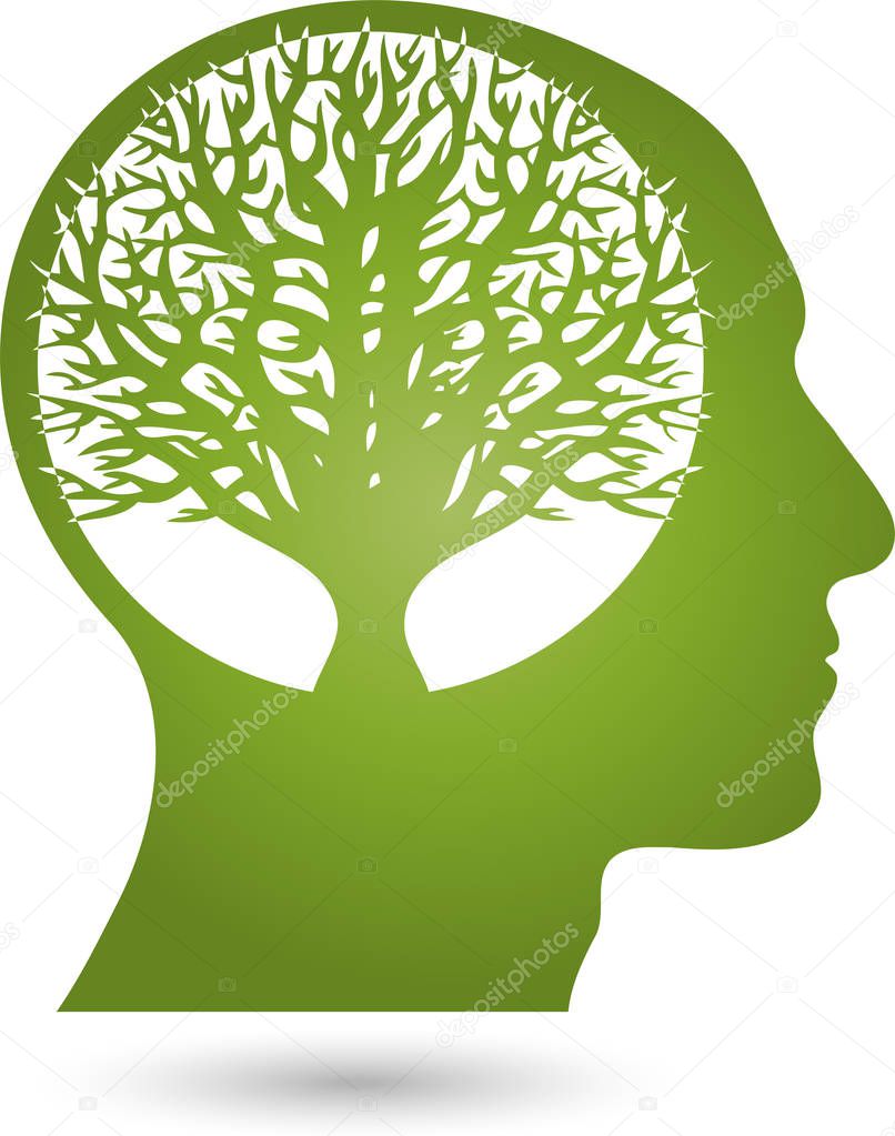 Head, face, tree, brain, vegan, naturopath, logo