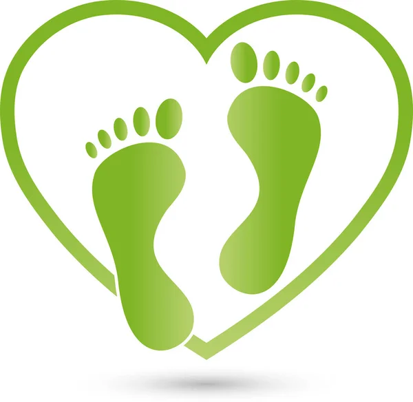 Ayaklar Kalp Ayak Bakımı Yaşam Tarzı Logo — Stok Vektör