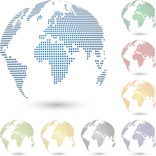 Erdball Globus Punkte Sammlung Weltkarte Globus — Stockvektor