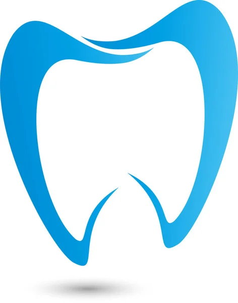 Diente Azul Odontología Cuidado Dental Logo — Vector de stock