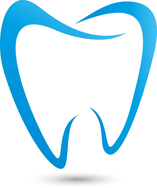 Dente Blu Logo Odontoiatria Cura Dentale — Vettoriale Stock