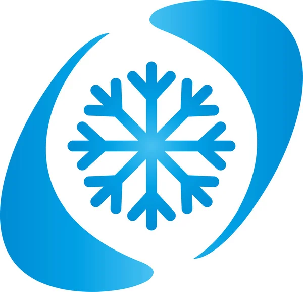 Zwei Tropfen Und Schneeflocke Klimaanlage Logo — Stockvektor