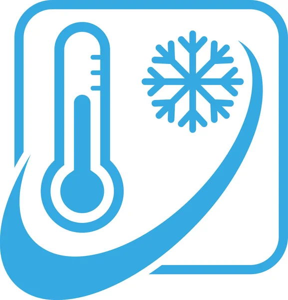 Thermometer Snowflake Temperature Logo — Stock Vector