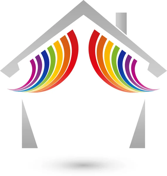 Rumah Berwarna Logo Dan Ikon Pelukis - Stok Vektor