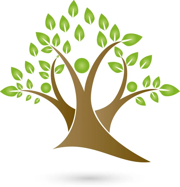Three People Tree Naturopath Gardener Background — Stock Vector