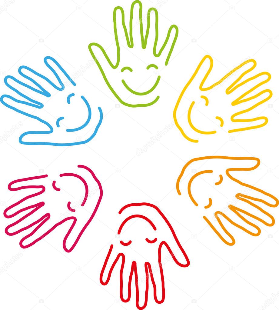 Hands, children, pediatrician, smile, background