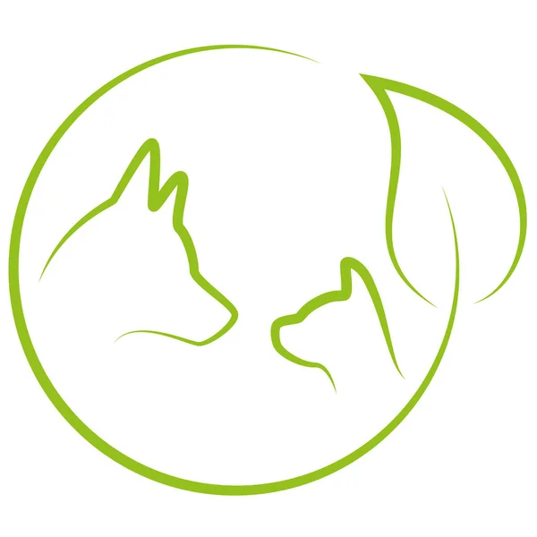 Cão Gato Folhas Planta Veterinário Animais Logótipo —  Vetores de Stock