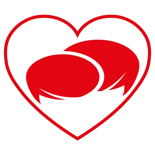 Serce Dwie Bańki Mowy Serce Miłość Logo — Wektor stockowy