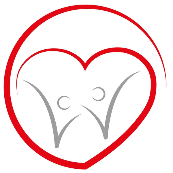 Dua Orang Hati Orang Cinta Logo - Stok Vektor